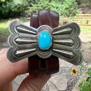 Vintage Leather Wrap with Turquoise Stone